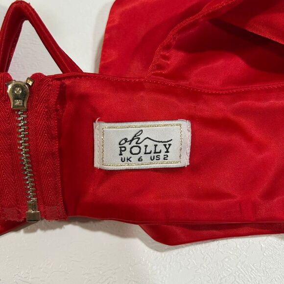 Oh Polly Red Satin Underwire Crop Top Size 2 US / UK 6 - Picture 3 of 6